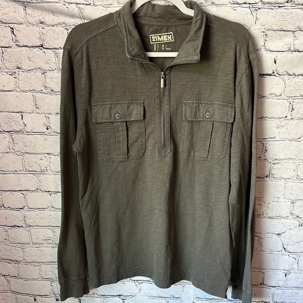 Men's Olive Quarter-Zip Pullover
